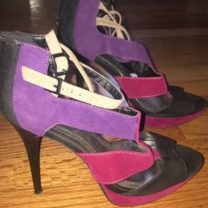 Anne Michelle purple, fuchsia and black suede